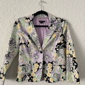 XOXO Purple and Green Blazer Floral Print